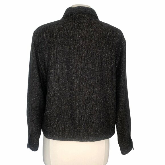 Christopher & Banks Tweed Jacket Blazer Womens Medium Brown Front Zipper - Picture 2 of 8